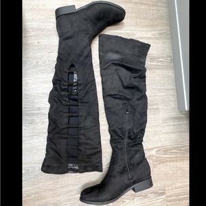 Womens over the knee black suede boots